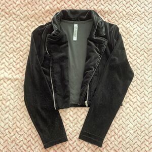 Black Cropped Zip-Up Sweater Kids Girls Size 12